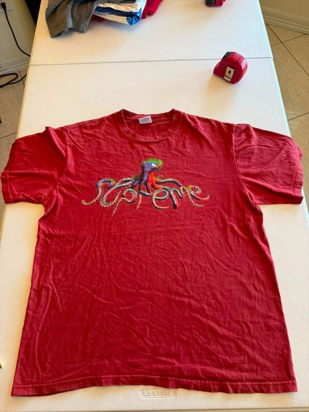Supreme Octopus Logo Graphic T Shirt Red Made In USA Size Medium M Rare